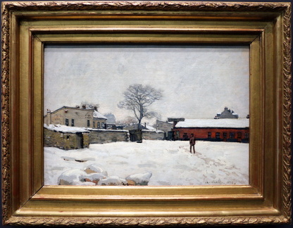 Sous la neige : cour de ferme à Marly-le-Roi