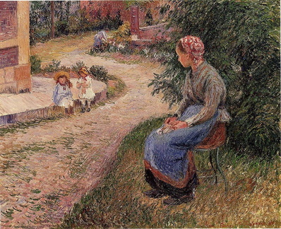 A servant seated in the garden at Eragny