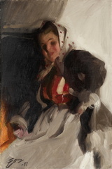 By the fireplace