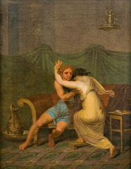 Catullus et Lesbia, qui dans ses bras cherchent du réconfort pour la mort de son moineau
